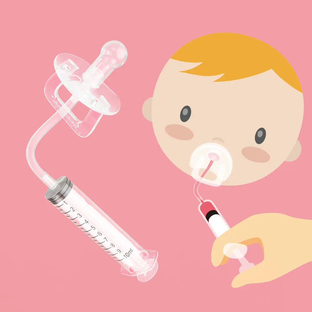 

Portable Infant Baby Pacifier Type Feeder Safe Anti-Choke Silicone PP Syringe Type BPA-Free Toddler Medicine Feeder Storage Box
