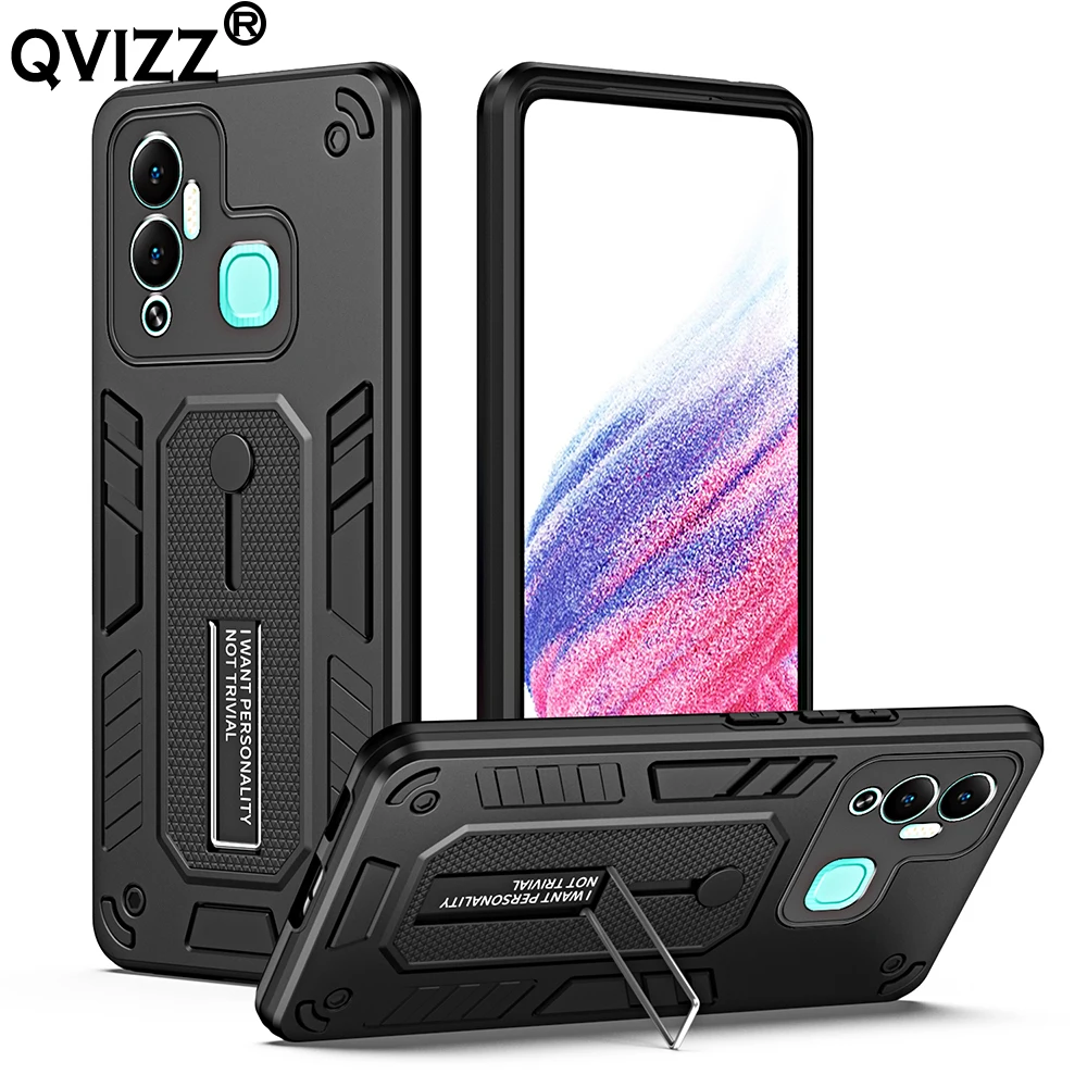 

Luxury Invisible Bracket Case Infinix Hot 12 Play Hot12Play Finger Ring Buckle Holder Shockproof Phone Cover InfinixHot12Play