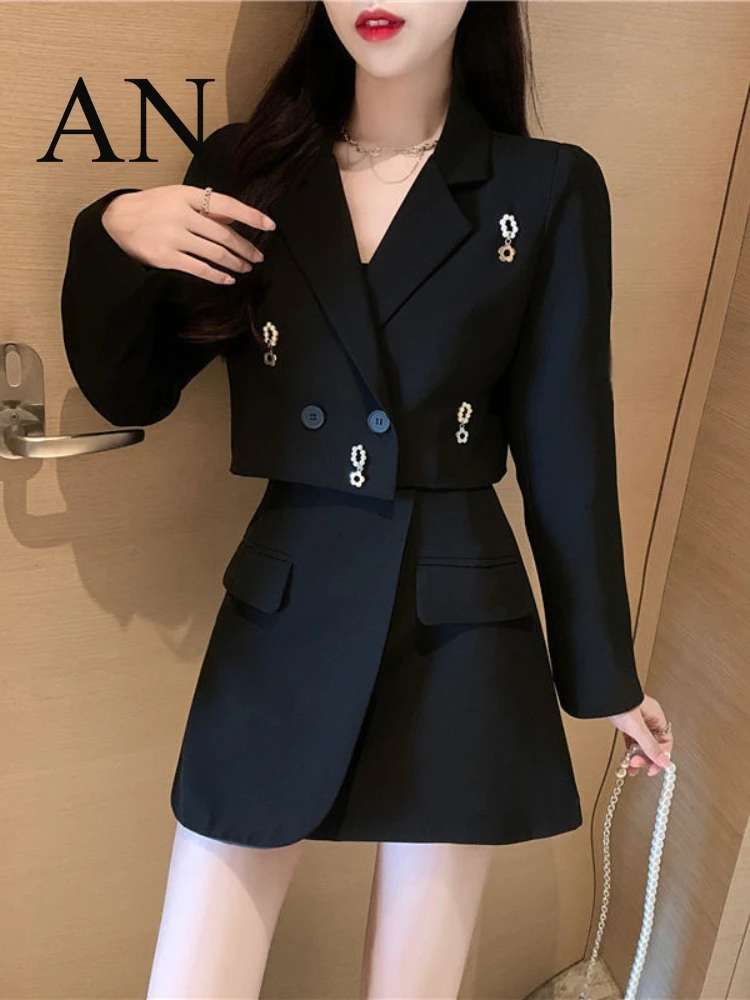 

Women's 2022 Summer New Temperament Suit Jacket High Waist Slim Skirt Two-piece Suit Blazer and Skirt Set Woman Skirts