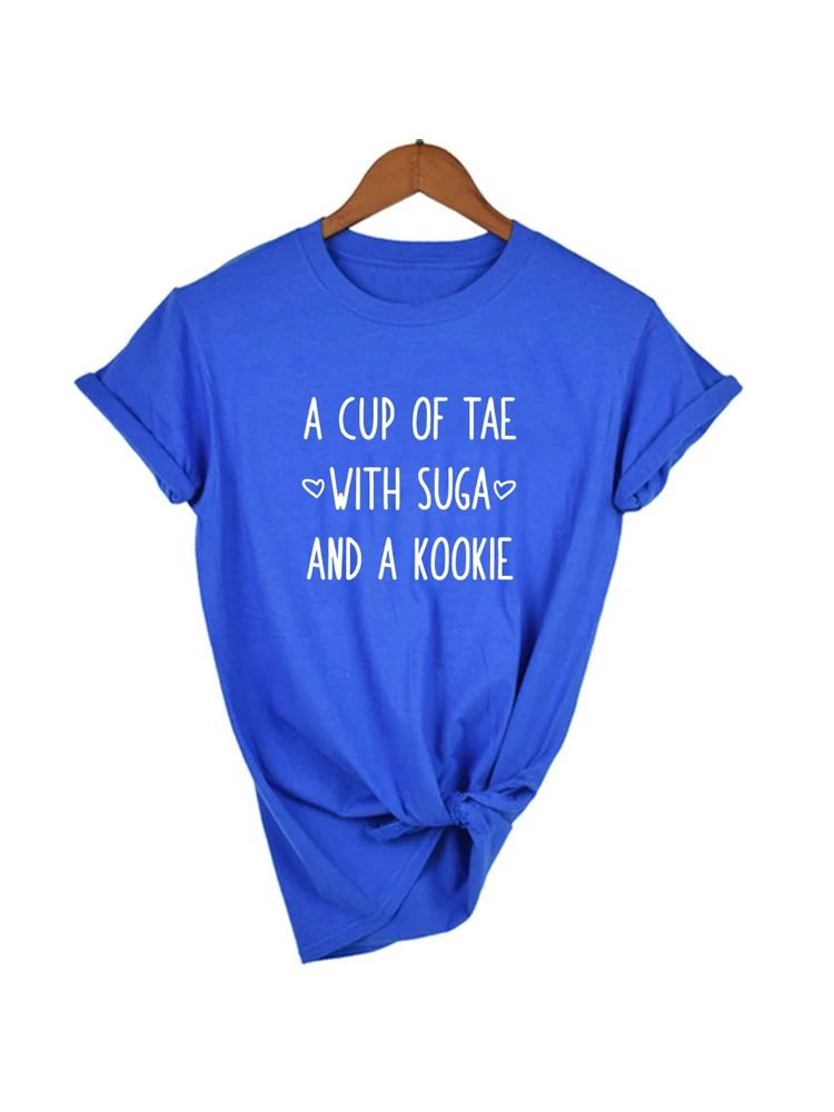 Женская забавная футболка с надписью A Cup of Tea with Sugar and Cookie хипстерские Camisetas