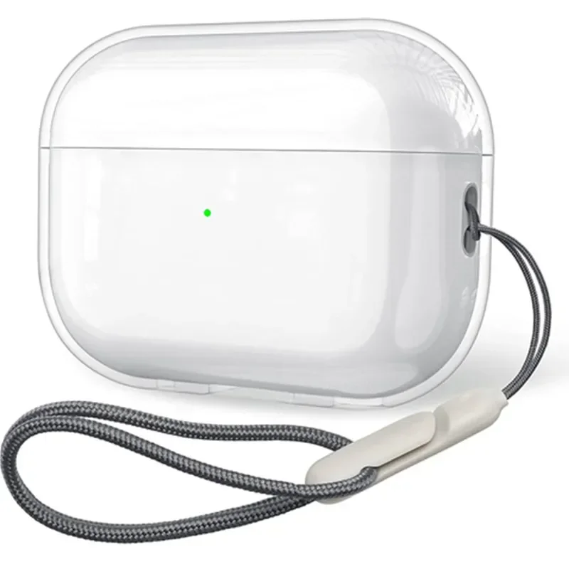 Для Apple Airpods 2 2-й прозрачный резиновый чехол с плетеным ремешком беспроводные