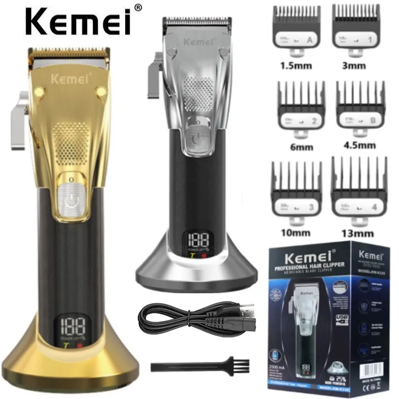 

Профессиональный триммер для волос kemei K33S с ЖК-дисплеем Регулируемая Парикмахерская электрическая машинка для стрижки бороды перезаряжаемая машинка для стрижки волос