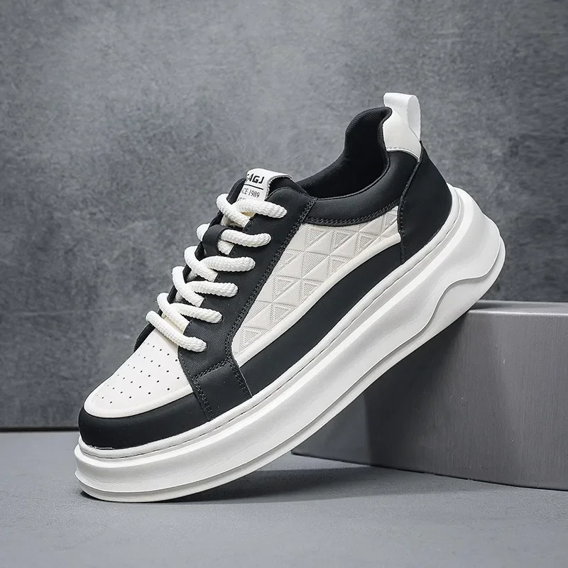 Модные мужские туфли из коровьей кожи на платформе весенне-осенние повседневные