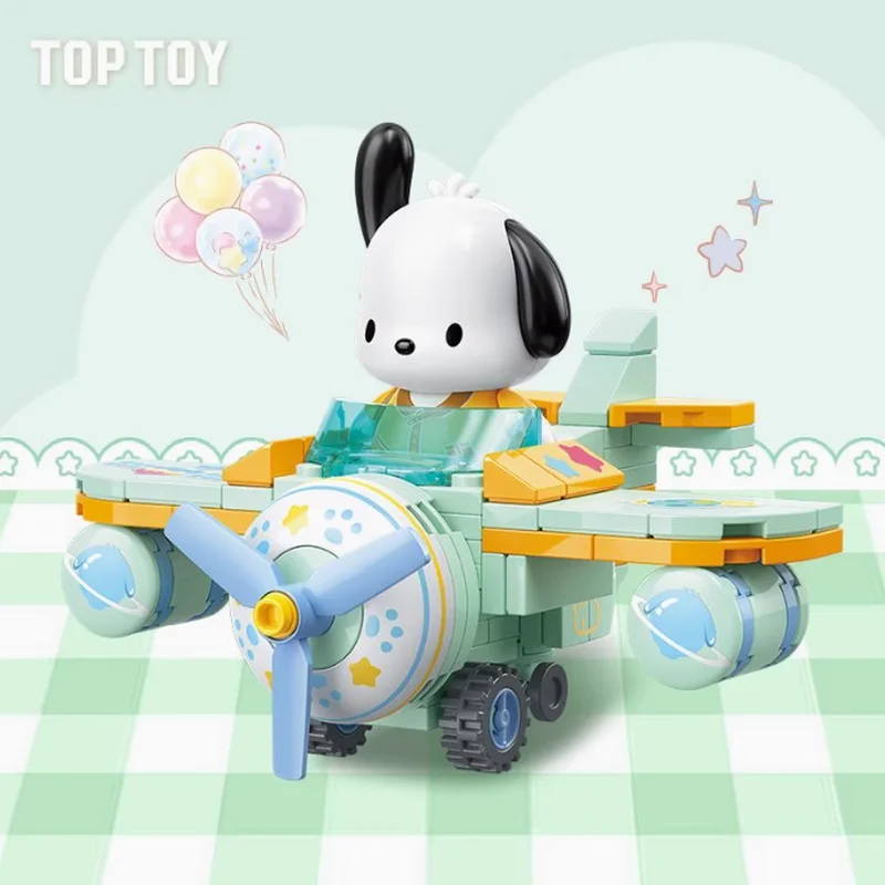 Фото Sanrio Cute Kuromi, строительный блок, игрушечный автомобиль, собранная модель автомобиля из маленького флота, настольное украшение для девочек, праздничный подарок №5