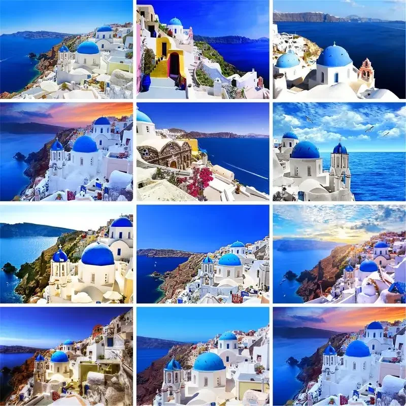 115117 Картина по номерам Санторини деревенский пейзаж картина домашний декор для