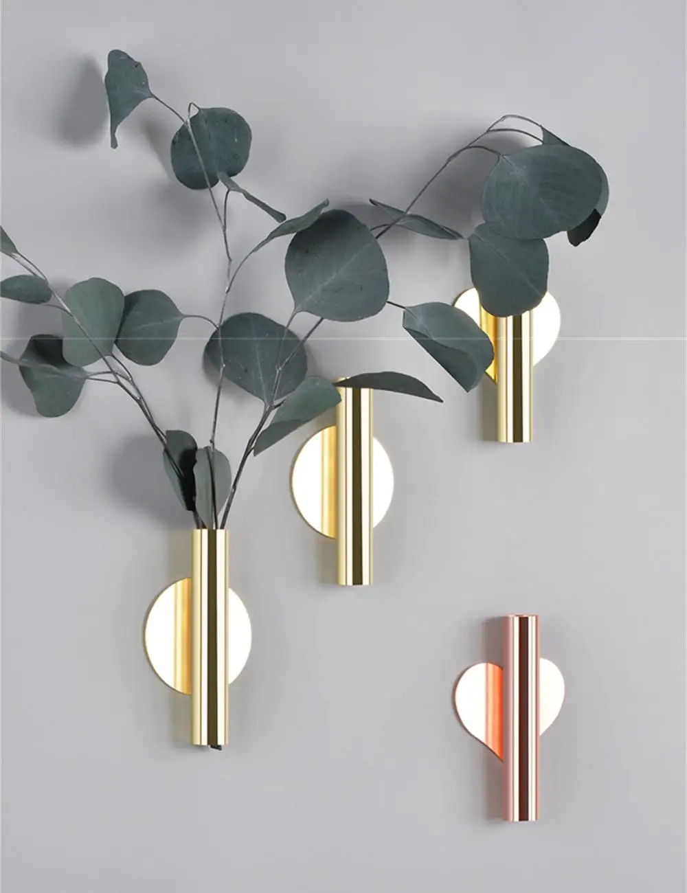 

Nordic Stainless Steel Wall Flower Vase Rose Golden Flower Holder Flowerpot Home Decoration Living Room Wall Flower Vase Rack