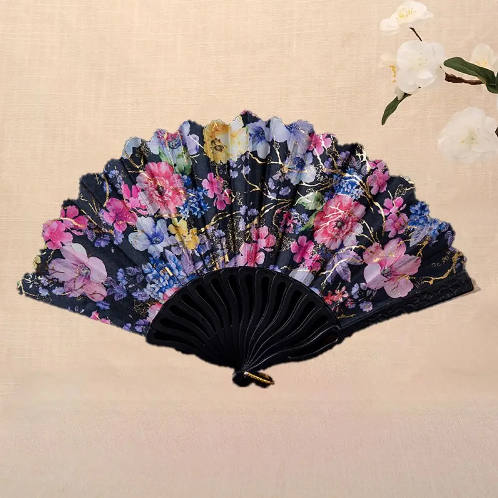 Высококачественный черный женский складной зонт для танцев пластиковый