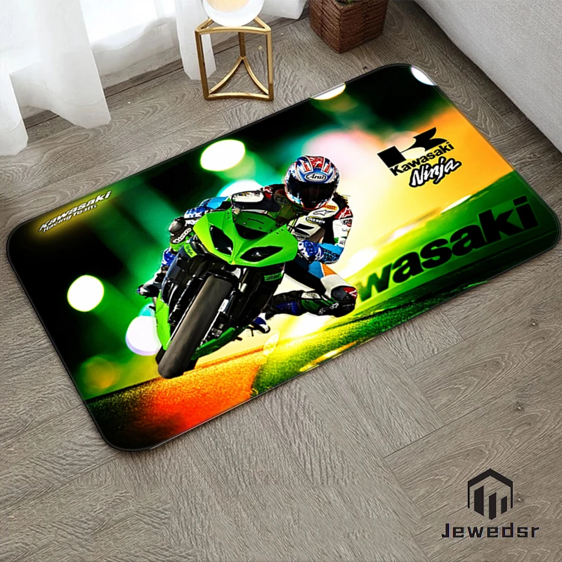

Мотоциклетный Придверный коврик Kawasaki, забавные коврики для входной двери, ковер для спальни, декоративный коврик для балкона, коврики для в...