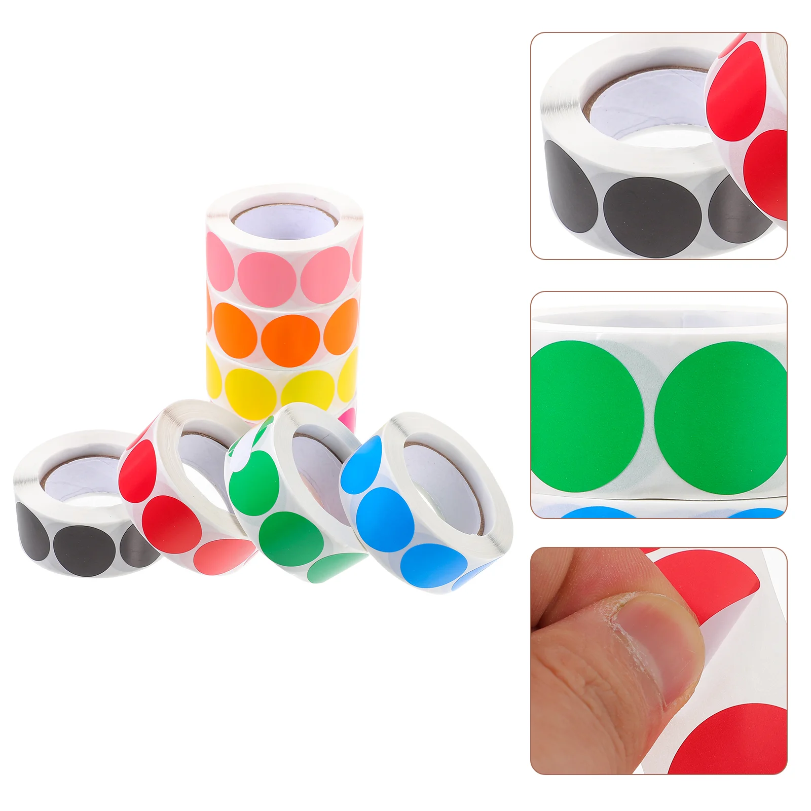 

8 Rolls Circle Label Stickers Color Coding Tag Manual Colored Dots Labels Copper Plate