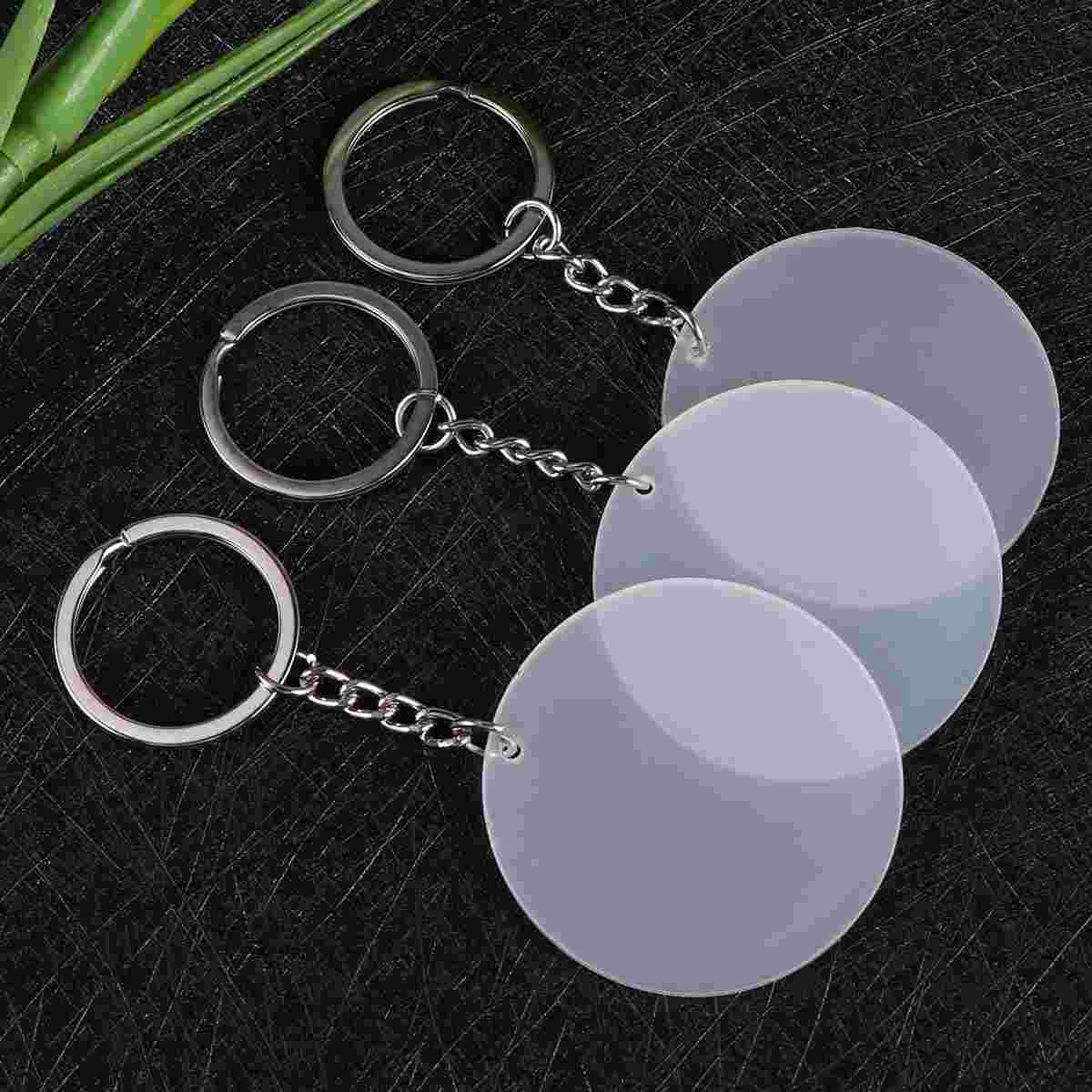 

Keychain Acrylic Key Disc Rings Keychains Pendant Round Creative Blank Keyring Circle Diy Charm Hanging Craft Accessories