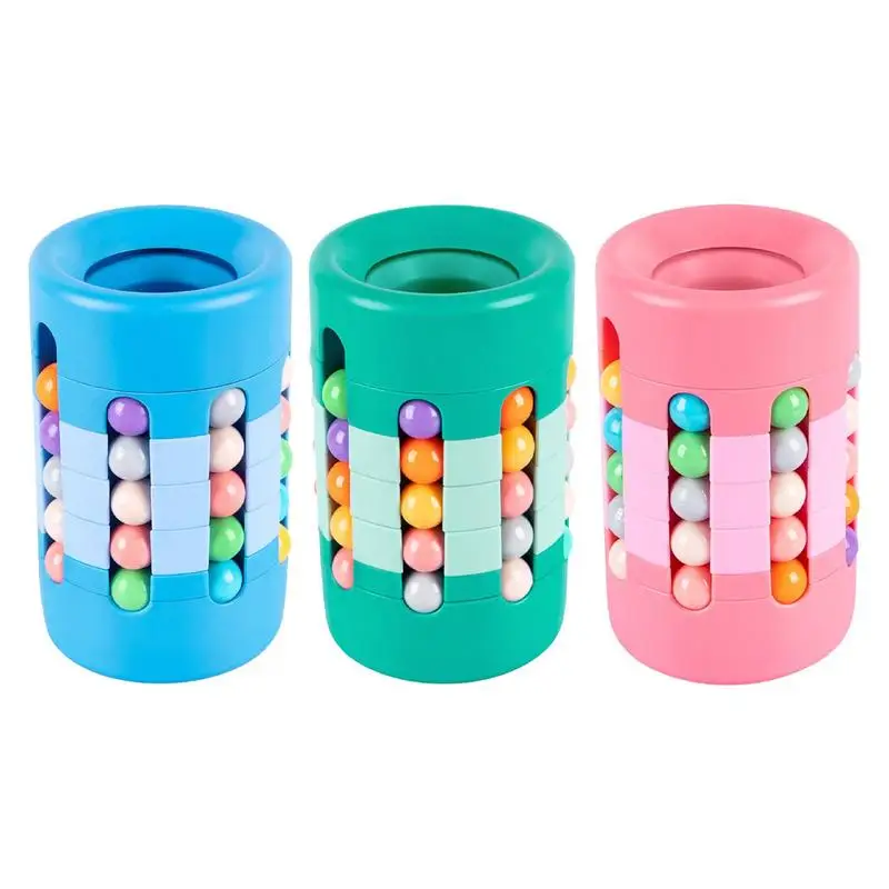 

Magic Bean Puzzle Toy Colorful Magic Beans Rotating Pencil Holder for Desk Fun Puzzle Toy Pen Holder Decompression Cube Toy