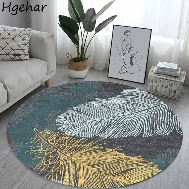 

Round Carpets Living Room Nordic Geometric Non-slip Soft Children Anti-drop Rugs Bedside Coffee Table Area Carpet Luxury Decor