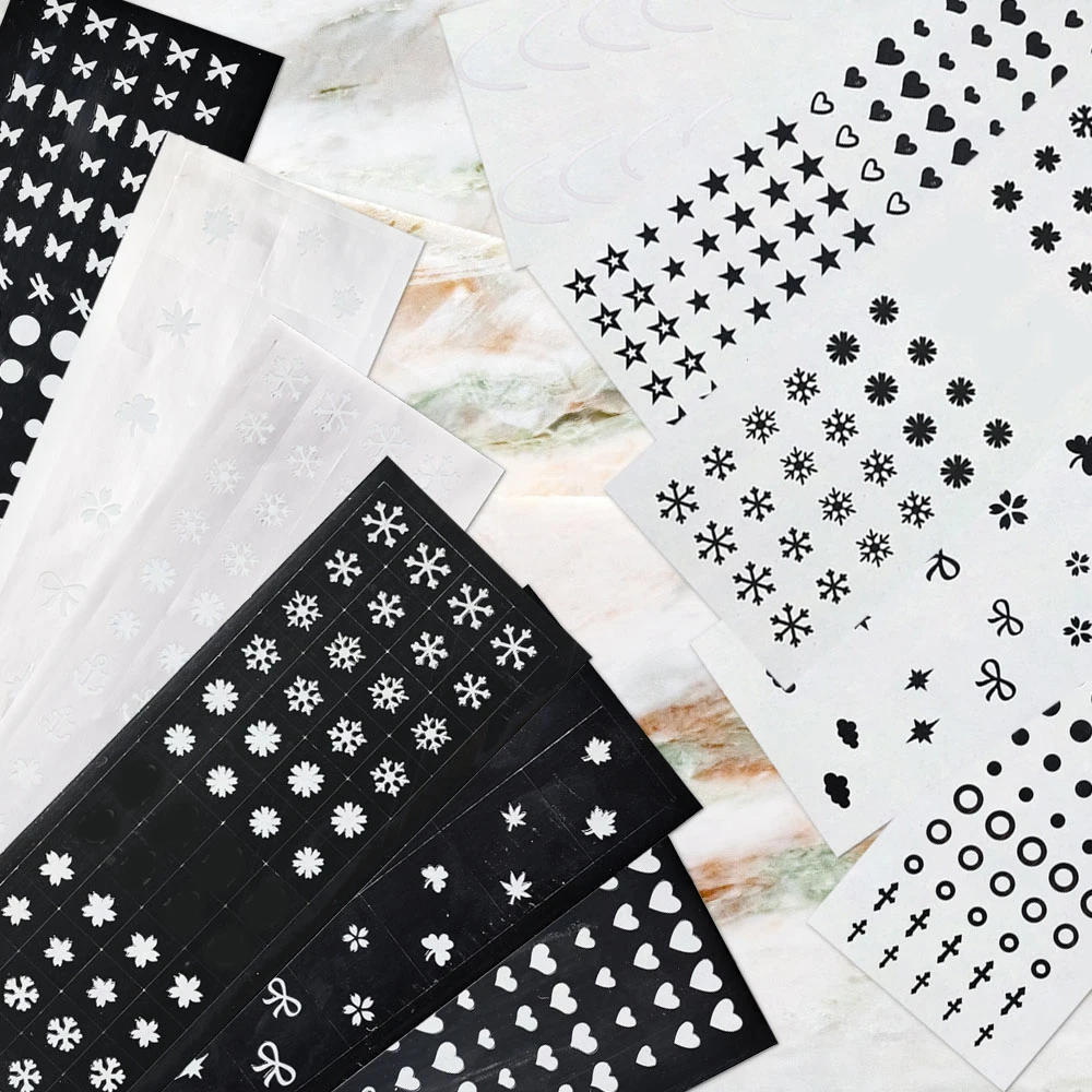 

2Pcs Long Strip Painting Template Nail Art Sticker Hollow Spray New French Decals Bowknot Flower Plate Slider Manicure Parts Z-1