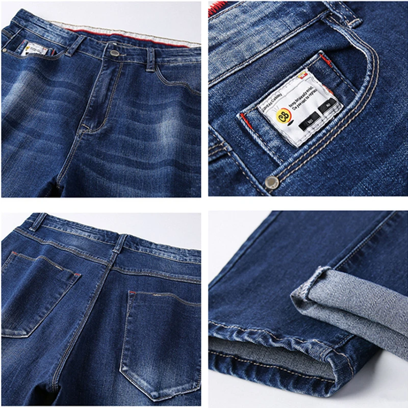 Мужские джинсы-карандаш Черные классические джинсовые брюки размера плюс 140 кг 44