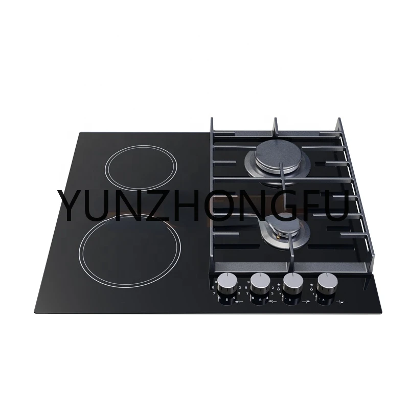 

OEM/ODM Home Kitchen Appliance Multifunction Ceramic Glass Panel 4 Burners Hybrid Combination Cooktop