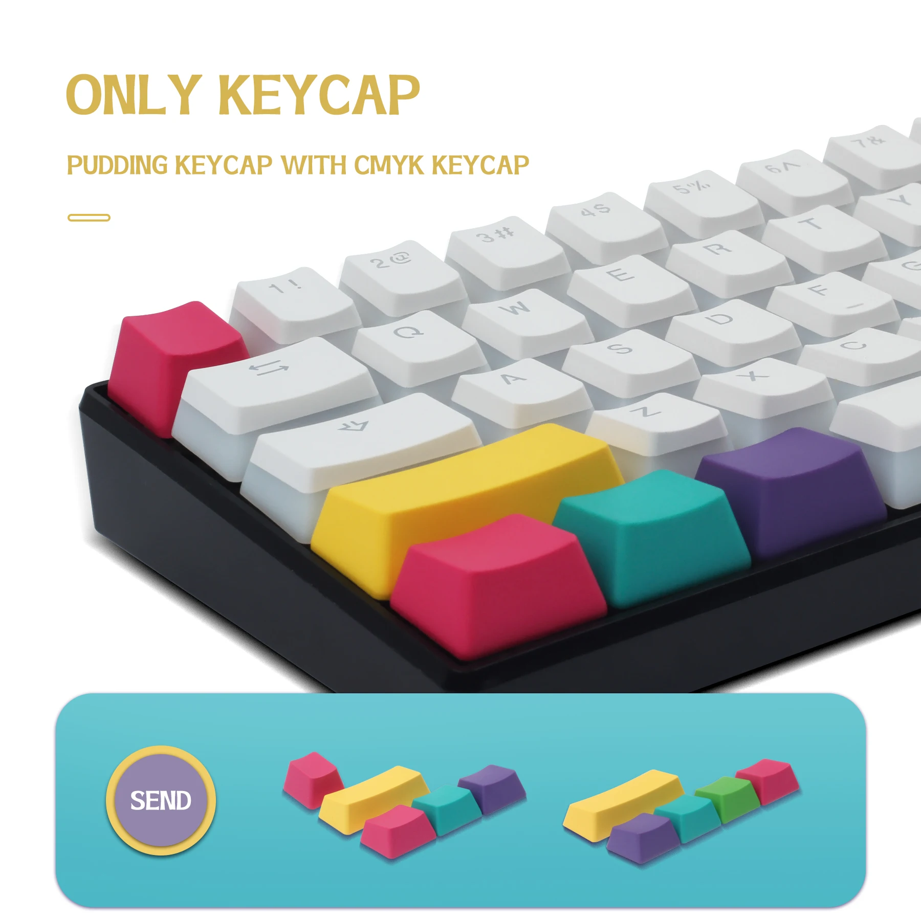 

PBT Pudding Keycaps + Blank CMYK Keycap For Cherry MX Switches 108/104/87/61 Mechanical Keyboards OEM Double Shot Custom Keycaps
