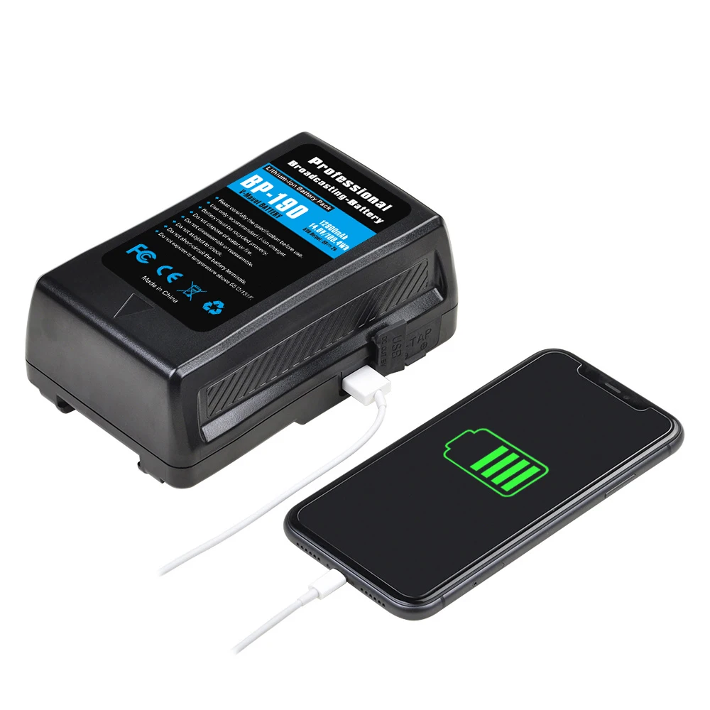 12800 мАч BP-190 BP-190V с креплением и зарядное устройство D-Tap для видеокамеры Sony Broadcast HDCAM