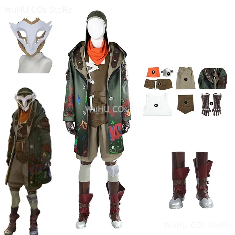 Game Ekko Arcane2 Cosplay Costume The Boy Who Shattered Time Suit Halloween Carnival Party Uniforms Shoe Mask Props