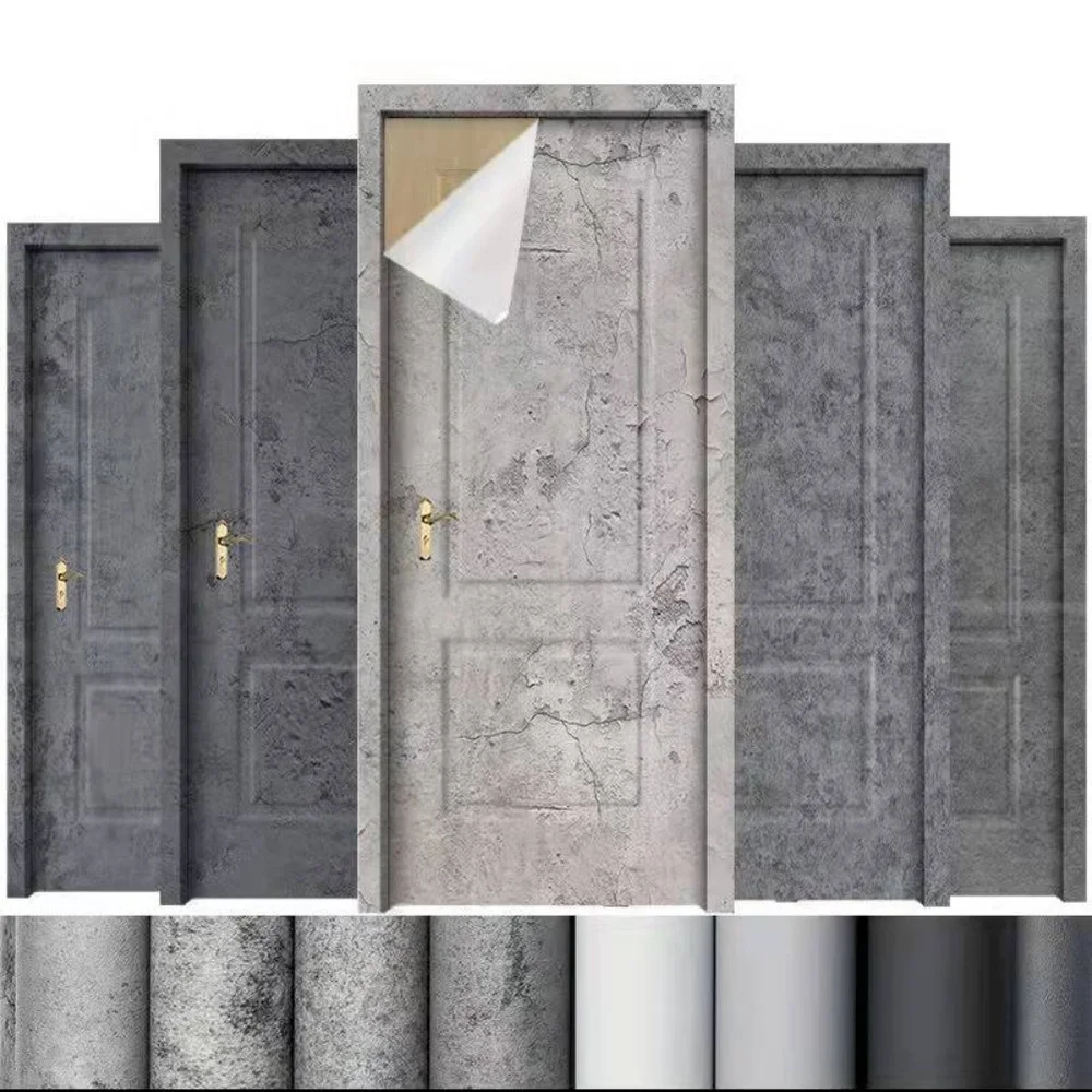 

New PVC Gray Color Wallpaper Waterproof Self-adhesive Wallpaper Wall Stickers for Bedroom Renovation Furniture Cabinets