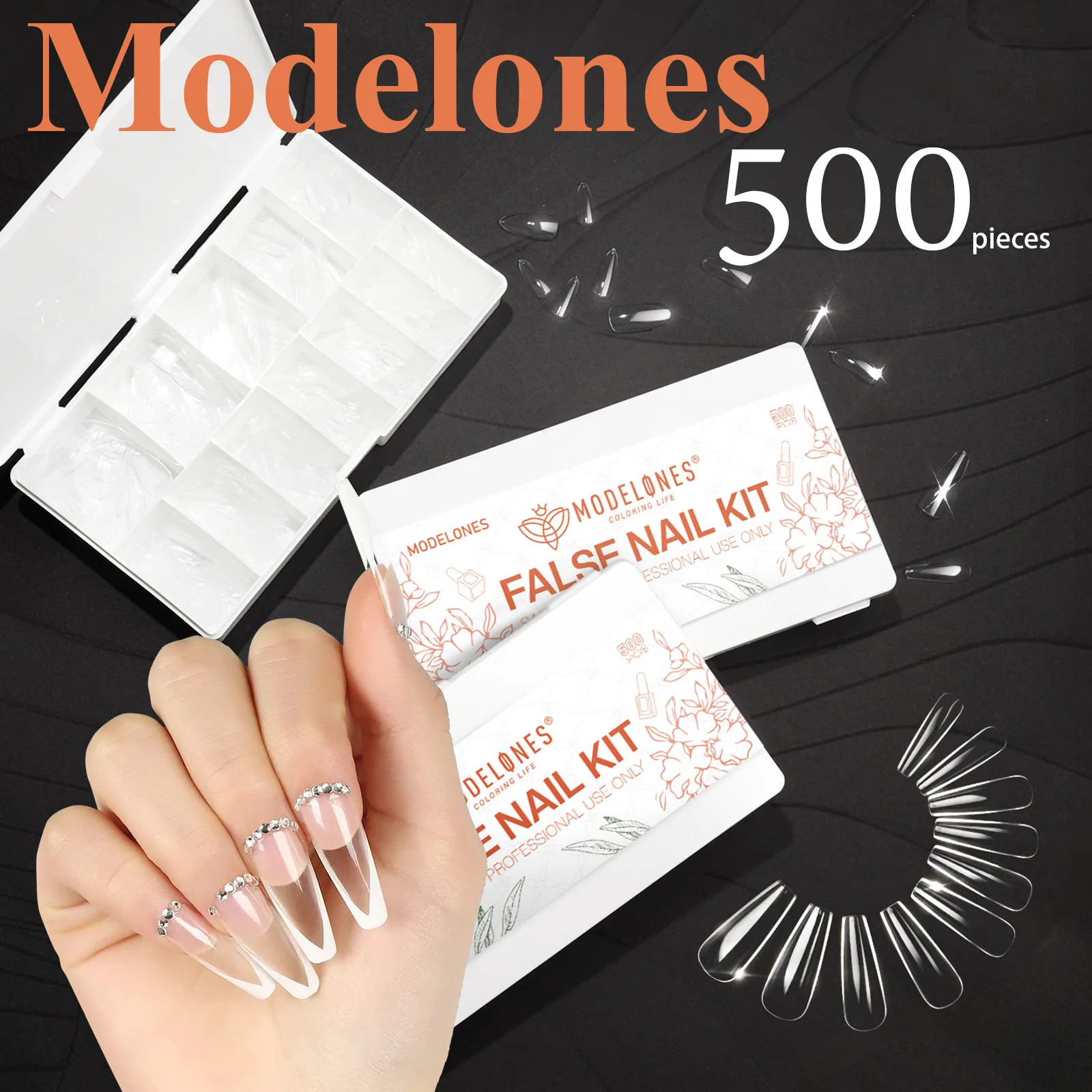

Modelones 500pcs/Box TRACELESS Nails Clear False Nail Tips Oval Stiletto Almond Square Coffin Soak Off Gel Nail Tips Nail Art