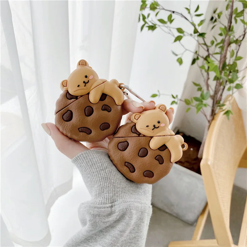 

Chocolate Bear Biscuits Case for AirPods Pro2 Airpod Pro 1 2 3 Bluetooth Earbuds Charging Box Protective Earphone Case Cover