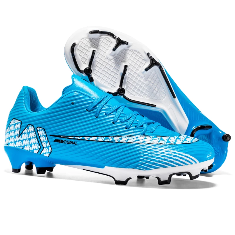 

Fashion Football Boot Men Professional Artificial Grass Training Futsal Court Football Boot Kids Soccer Shoes for Child Blue