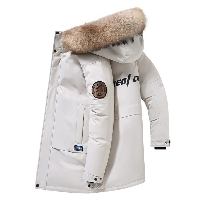 2022 Winter Men's Thicken Warm Puffer Jacket Youth Fashion Big Fur Collar Parkas 90% White Duck Down Coat Snow Windbreaker
