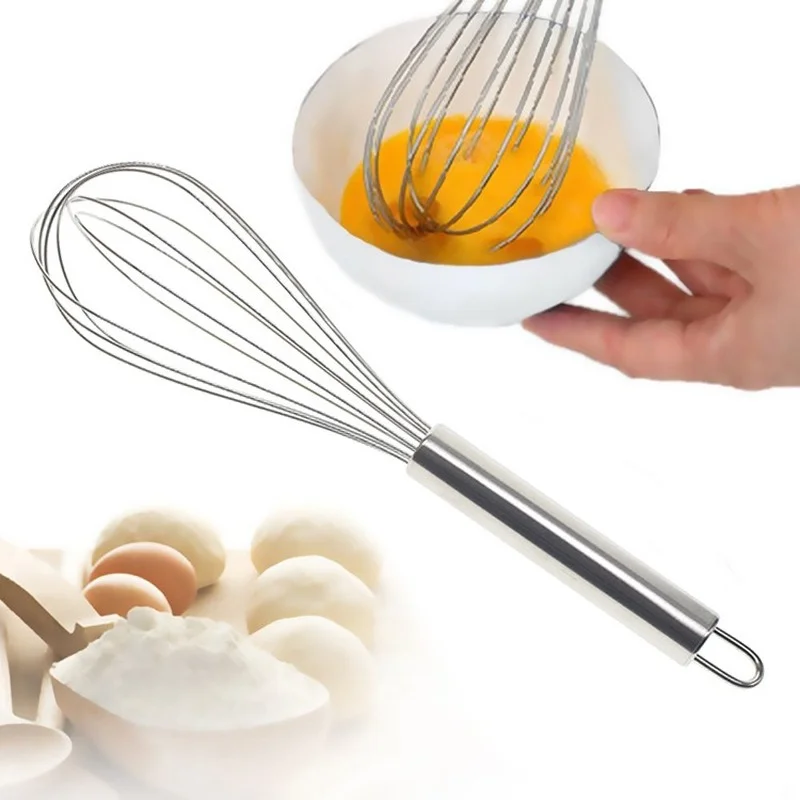 

8/10/12 Inches Stainless Steel Balloon Wire Whisk Manual Egg Beater Mixer Kitchen Baking Utensil Milk Cream Butter Whisk Mixer