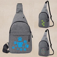 men small chest backpack sports gym shoulder crossbody backpack canvas wallet handbags footprints portable cell travel bag 2022