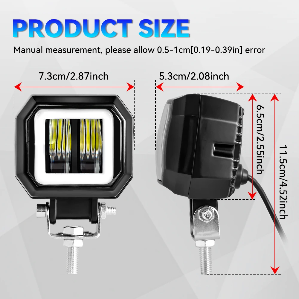 1/2 шт. светодиодные противотуманные фары ангельские глазки квадратные 12-24 В для