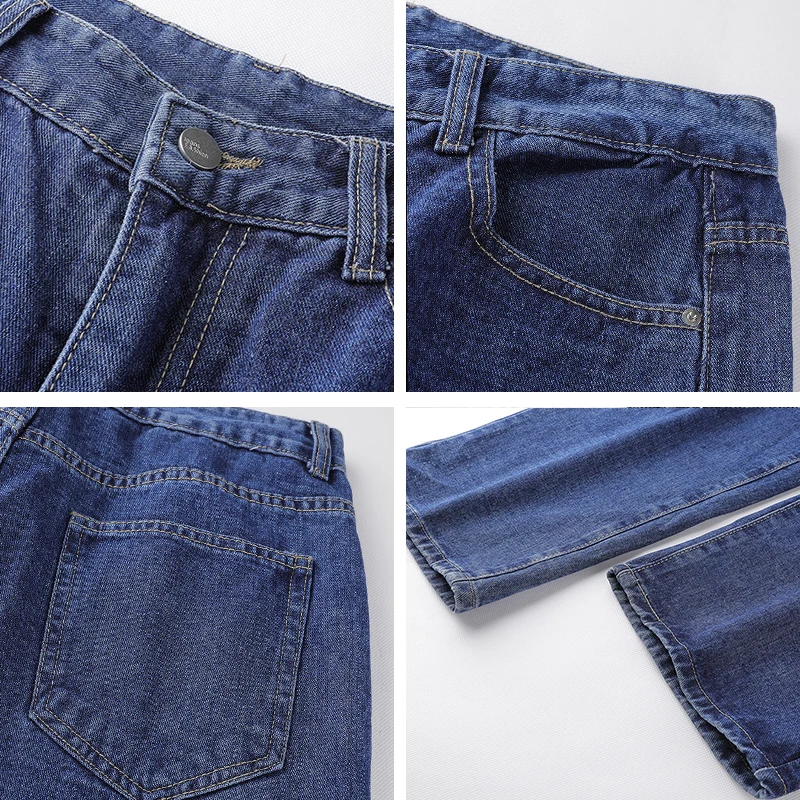 2022 New Men's Blue Jeans Brand Spring Y2K Streetwear Korean Wide Leg Jeans Men Pants Fashion Hip Hop Straight Casual Jeans Men