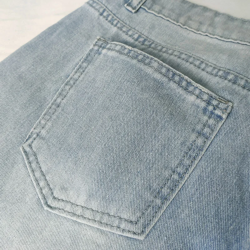 Джинсовые шорты с завышенной талией рваные джинсовые цветочным принтом