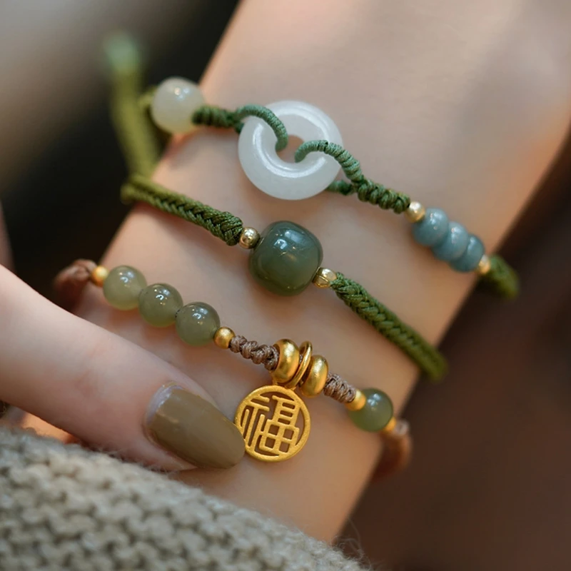 

Hetian Jade Fu фирменный защитный браслет с пряжкой амулет с переводными бусинами браслет для женщин и девушек детские подарки благословение