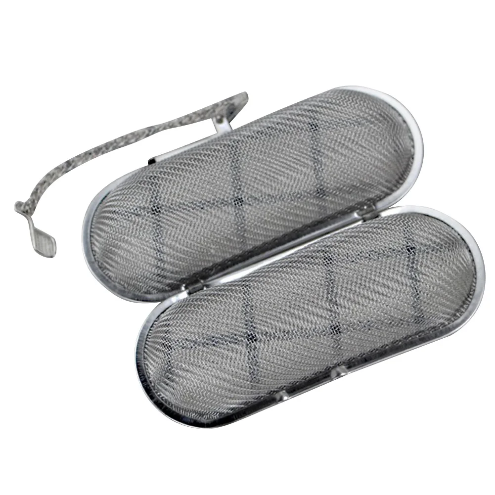 Oval Shape Infuser Fine Mesh Loose Tea Strainer With Chain For Household Stainless Steel Ball Coffee Residue-Filter