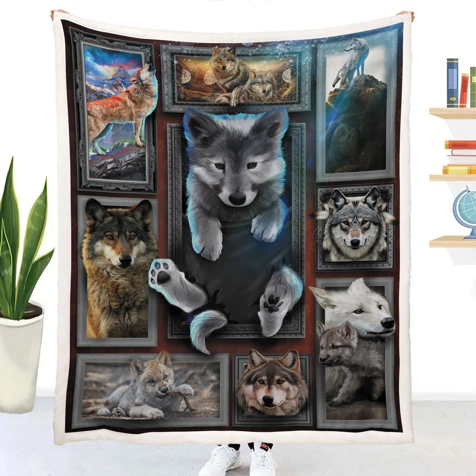 

Детское фланелевое одеяло с 3D-принтом волка, теплый мягкий удобный плед для дома, путешествий, самолета, офиса, подарок на день рождения