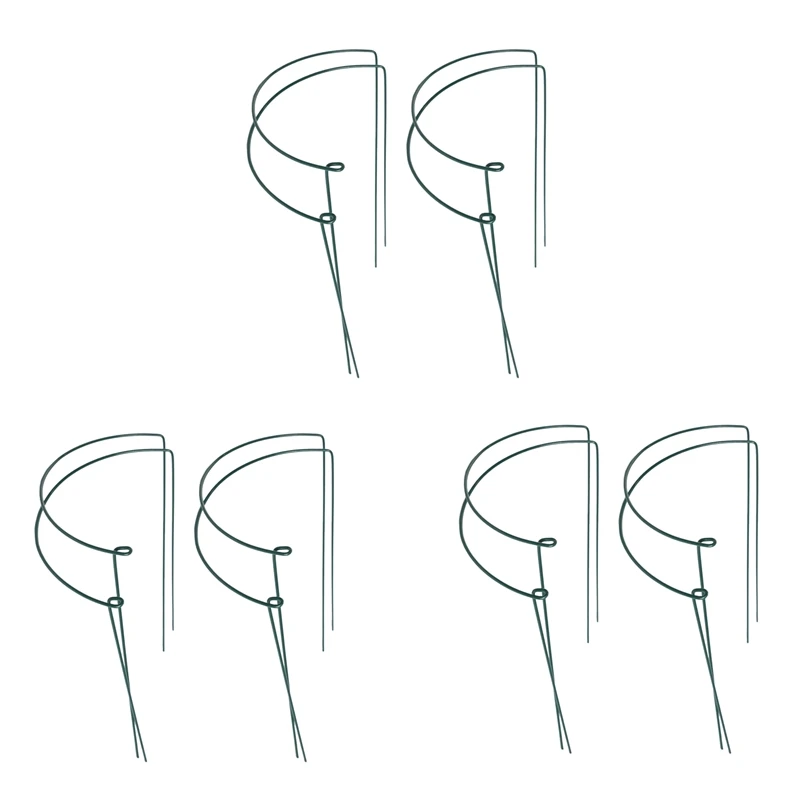 

12 шт., стойка для поддержки растений, металлическая стойка для садовых растений, зеленое полукруглое кольцо для поддержки растений, большая ...