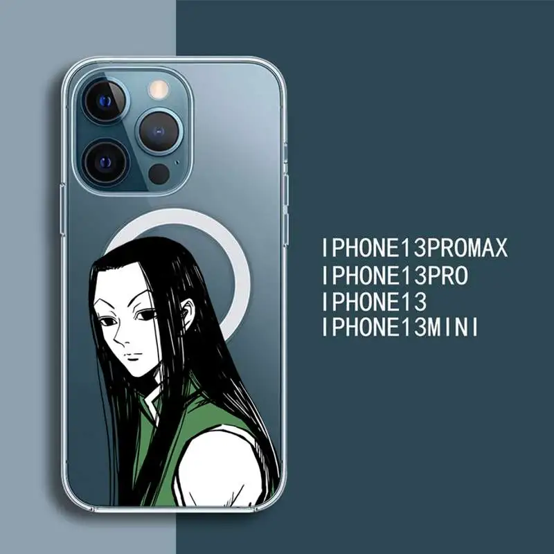 

Illumi Zoldyck Hunter x Hunter Phone Case Transparent Magsafe Magnetic Magnet For iPhone 13 12 11 Pro Max Mini Wireless Charging