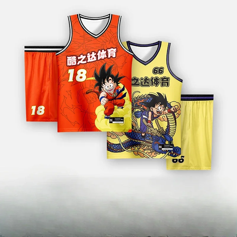 

Детский баскетбольный костюм Dragon Ball, тонкий Быстросохнущий Джерси без рукавов, костюм для тренировок для мальчиков, лето
