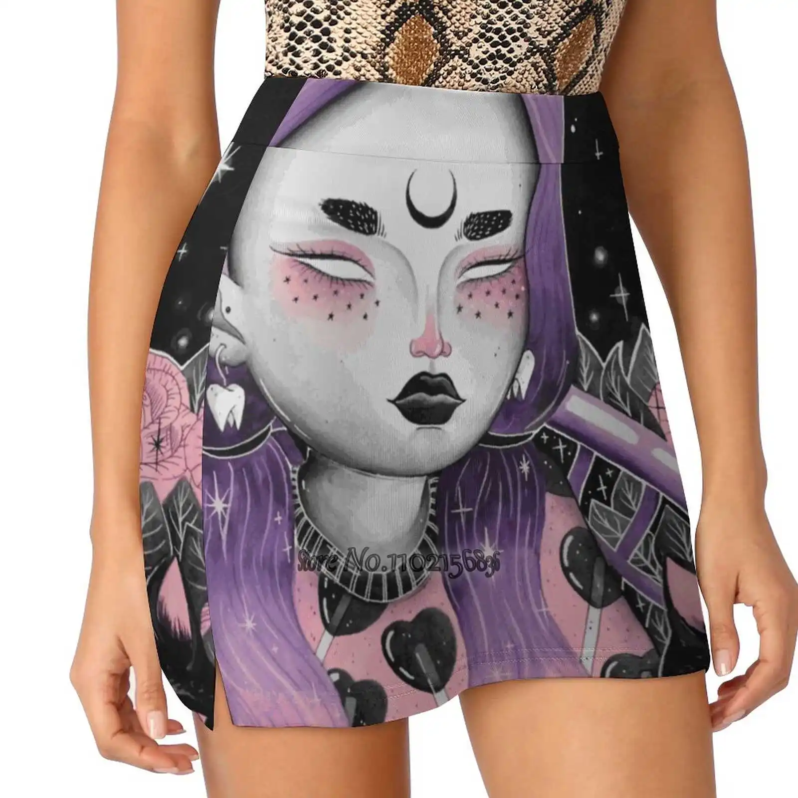 

Midsummer Night’S Divination . Xiii Trending Fashion Skirt Summer Printed Women Sport Skirts Double-Layer Athletic Pop Art
