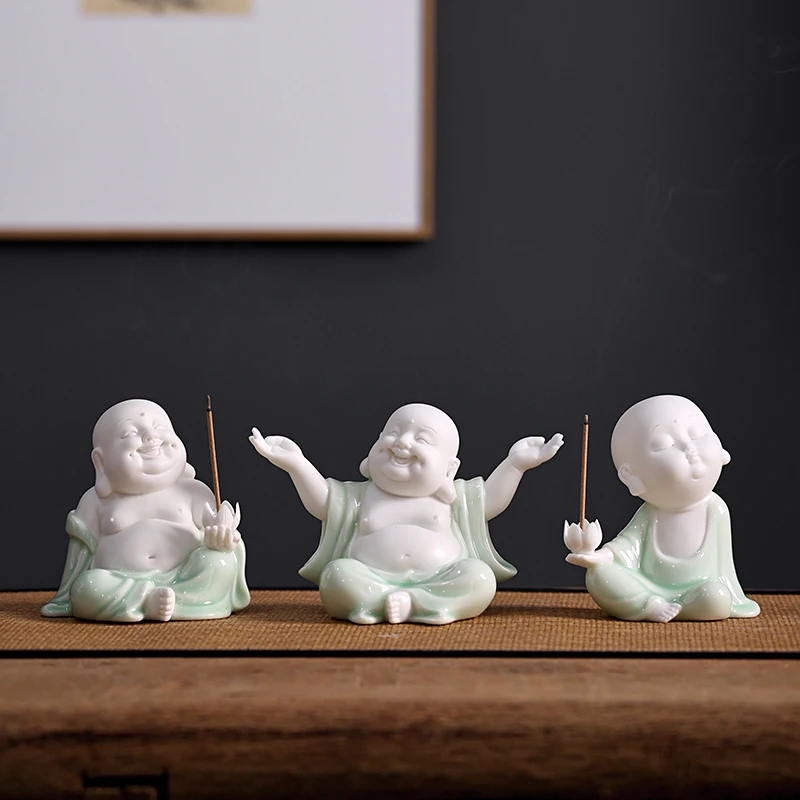 

Creative Home Maitreya Ornament Line Aromatherapy Furnace Zen Cute Little Monk Incense Incense Stick Sandalwood Seat
