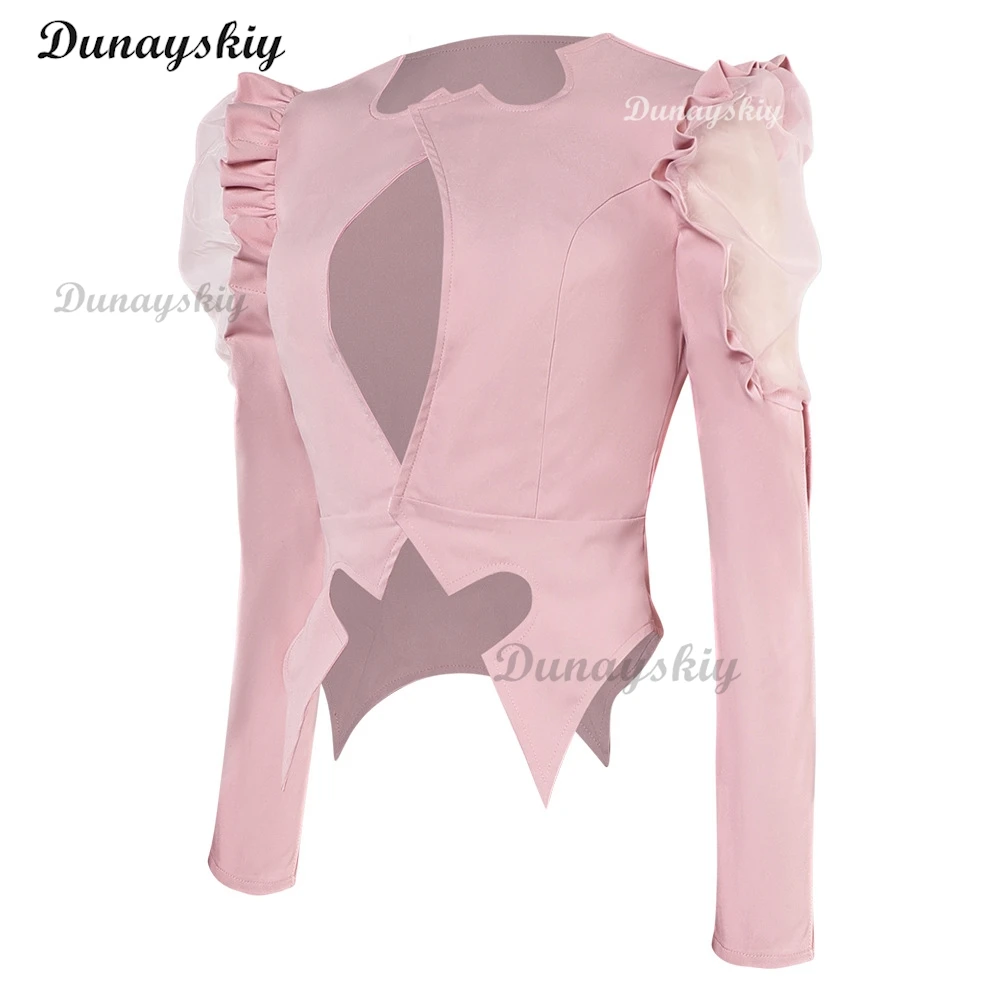 Костюм для косплея ведьмы Глинды из фильма Wiked розовое пальто с пышными рукавами