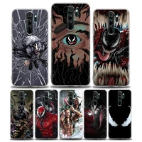spider man meets venom clear phone case for redmi 10c note 11 11s 11t 10 10s 9 9s 8 8t 7 pro 5g 4g plus soft silicone case