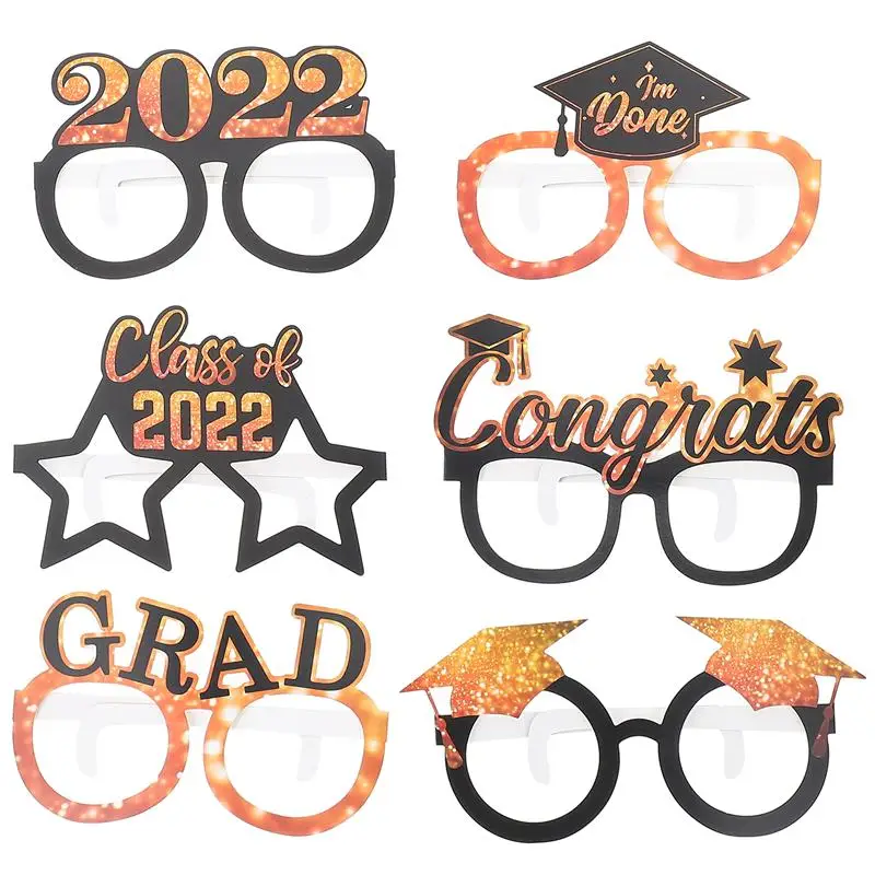

6 Pcs 2022 Graduation Season Paper Glasses Graduation Party Photo Props Graduation Party Photo Props