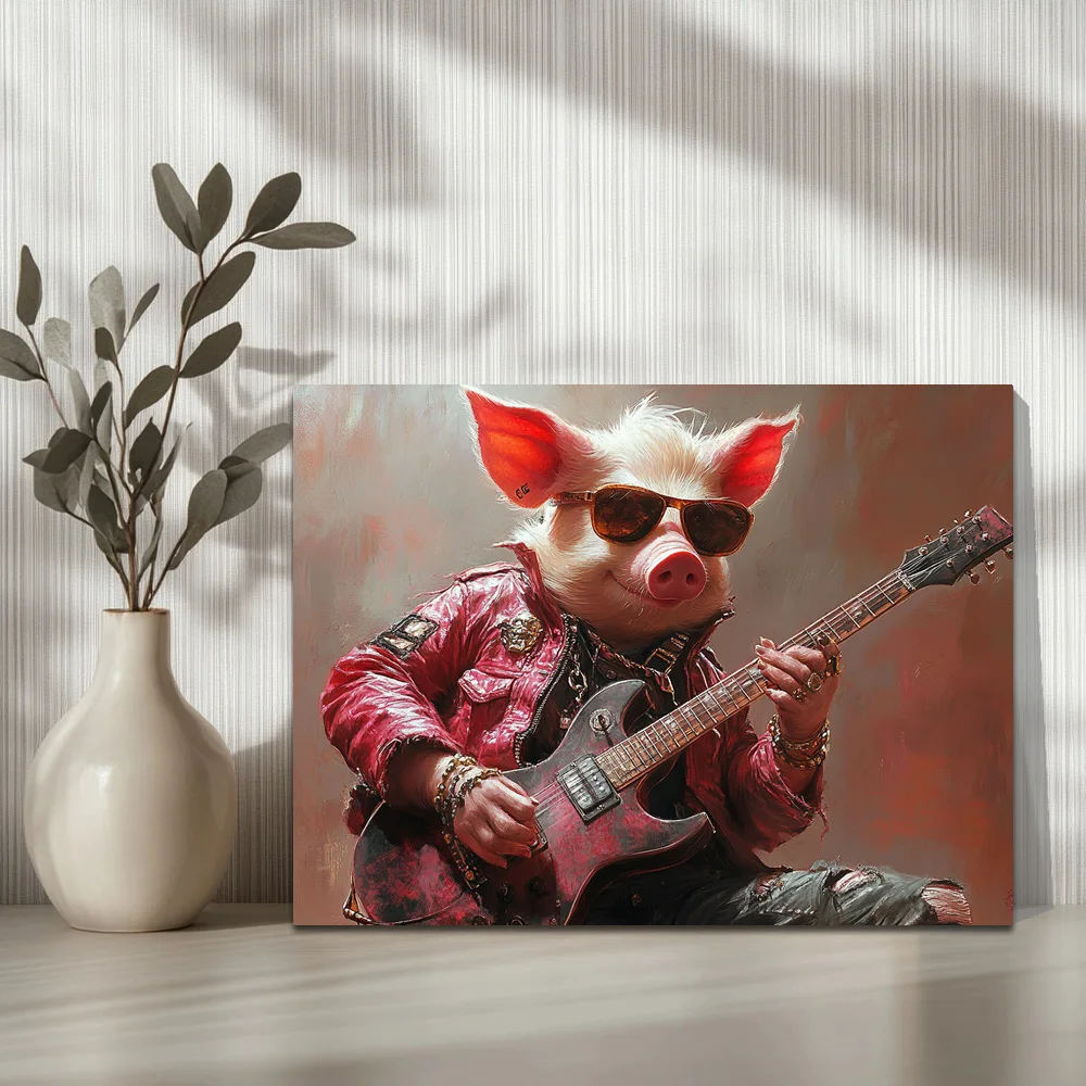 1 шт. рок-свинья группа гитара производительность A современное холст настенное