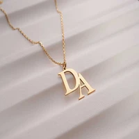 personalized stainless steel necklace for women fashion custom name initial letter pendant choker gold silver chain jewelry gift