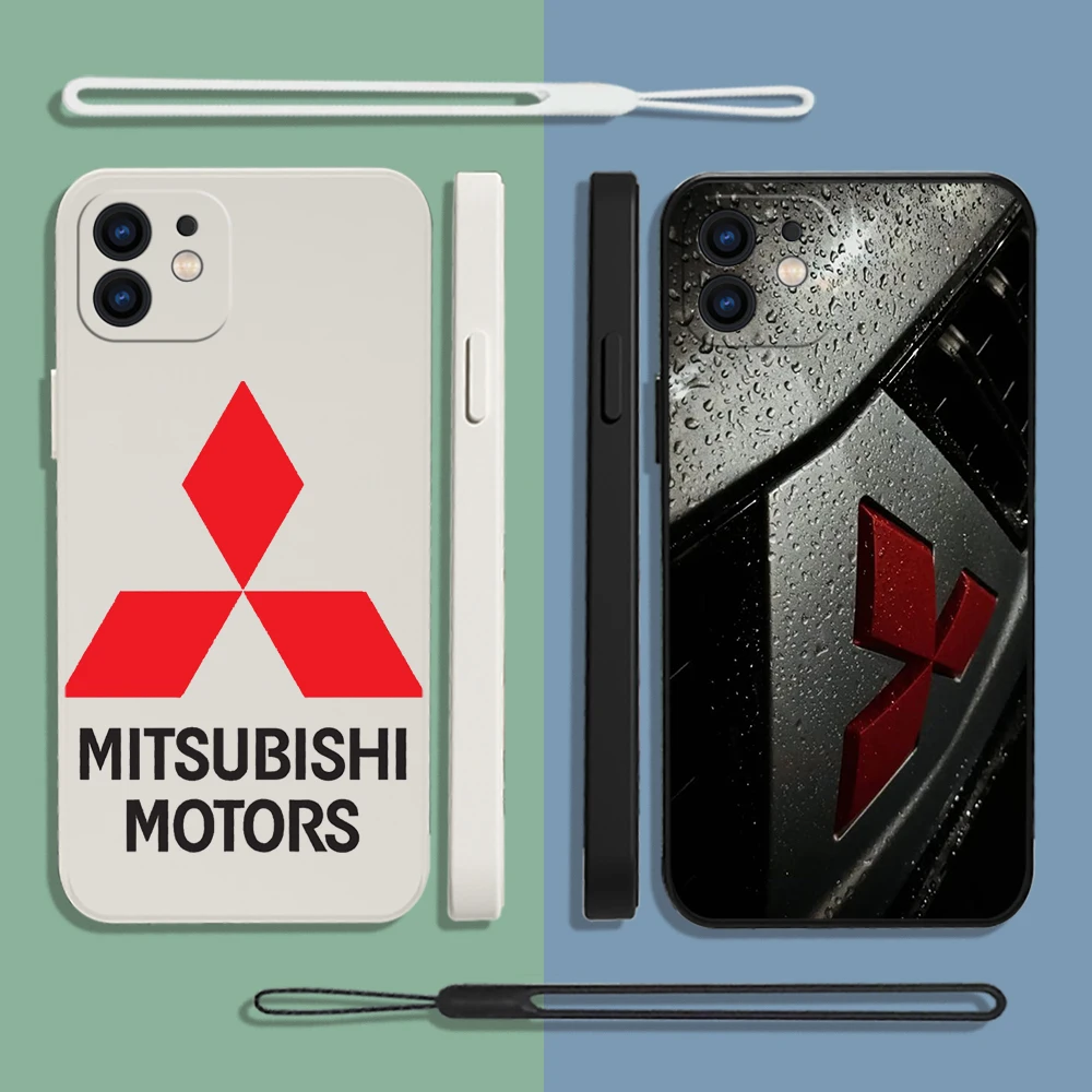 

Japan JDM Sports Car M-Mitsubishi Phone Case For iPhone 14 13 12 11 Pro Max Mini X XR XS MAX Plus Silicone Cases with Hand Strap
