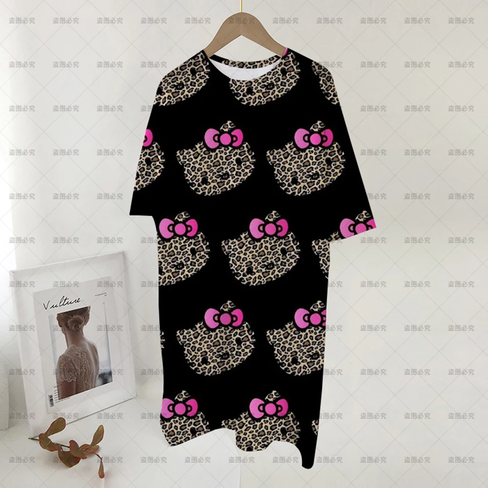 

Женское Повседневное платье с принтом Hello Kitty, новое летнее Свободное платье с круглым вырезом, мини-юбка с коротким рукавом, высококачестве...