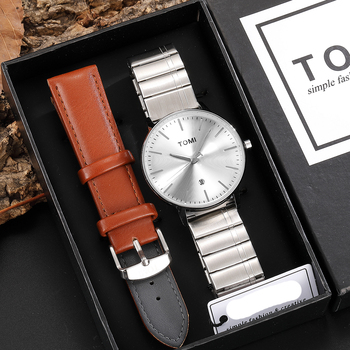 Fashion Top Brand TOMI Quartz Watch Full Steel Watches Male Simple Dial Automatic Date Casual Clock Men Women relogio masculino-36801