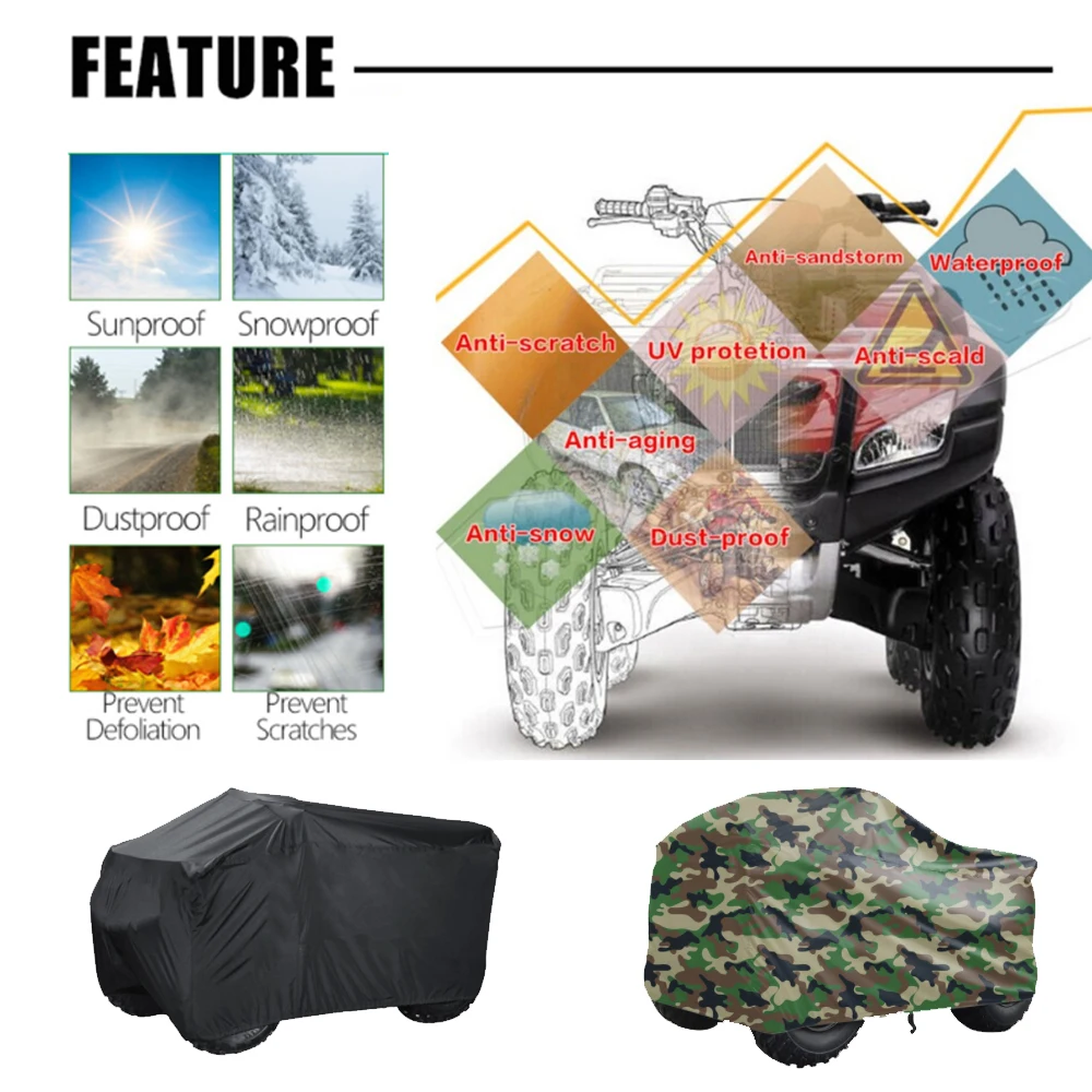 Фото Универсальные чехлы для квадроциклов ATV UTV для Polaris Magnum Sportsman Scrambler, Honda FourTrax Rancher Forem, Yamaha Grizzly Raptor №3