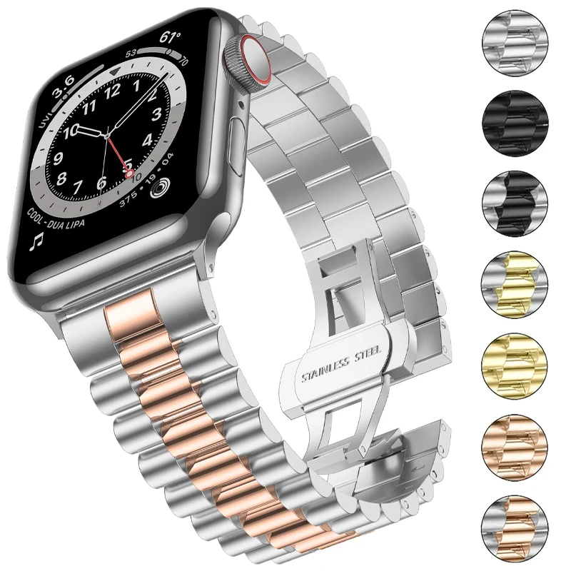 

Stainless Steel Strap for Apple Watch band 45mm 41mm 44mm 42mm 40mm 38mm metal belt Bracelet Wristband for iwatch 7 6 5 4 3 SE